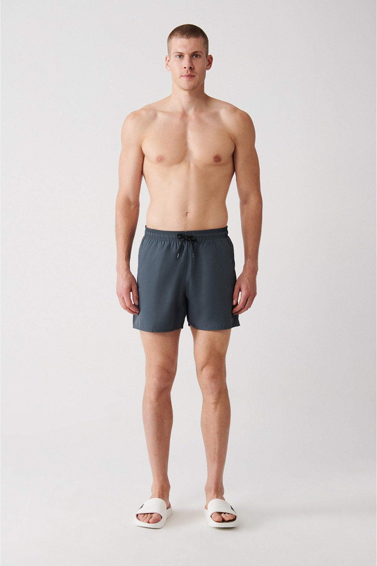 Men'S Anthracite Quick Dry Standard Size Straight Swimwear Marine Shorts E003801
