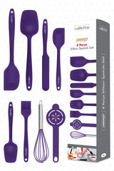 Drongo Heat Resistant Fireproof Nonstick Silicone Spatula Set 8 Pieces Purple