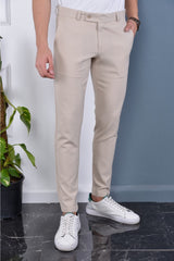  Мужские кремовые брюки итальянского качества из эластичной лайкры длиной до щиколотки