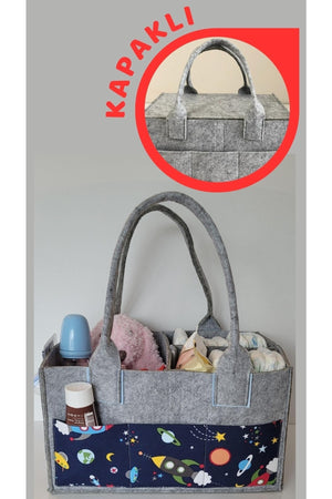 Handgemachte Mehrzweck-Filz-Mutter-Baby-Pflege- und Organizer-Tasche Funktioneller Organizer mit Deckel