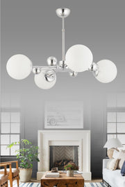 Nairobi 4-Piece Silver White Globe Glass Chandelier