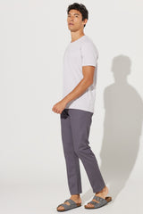 Men's Lilac Slim Fit Slim Fit 100% Cotton Crew Neck Short Sleeved T-Shirt