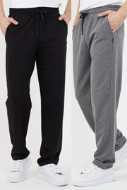 Black-Anthracite Men'S Straight Leg Relaxed Cut 2-Pack Sweatpants