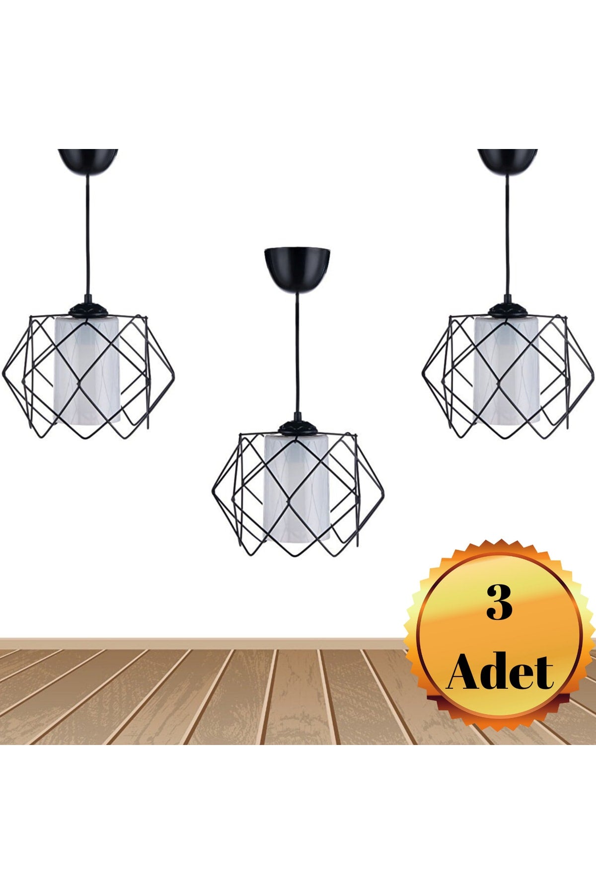 Black Design White Mica Multi Square Living Room Kitchen Bathroom Bedroom Children's Room Entrance Chandelier (3 PCS)