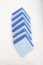 12 Pcs Muslin Mouth Wipes , Sweat Cloth Double Layered Sewed Blue