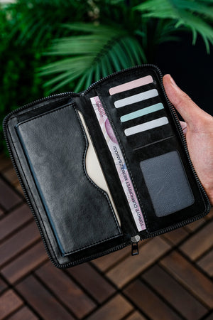Unisex Vegan Leder Kartenhalter Geldbörse mit Handyfach Xclub