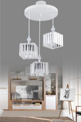 Maya 3-Piece White K-10 Stone Chandelier