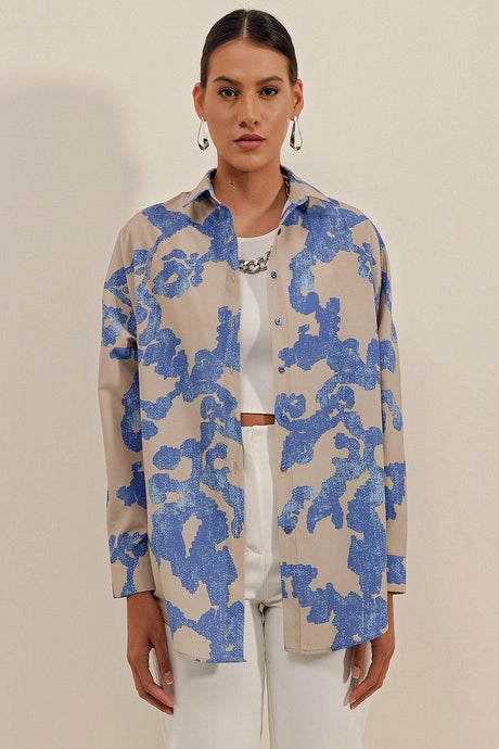 3900 Oversize Long Basic Shirt - D.blue - Swordslife