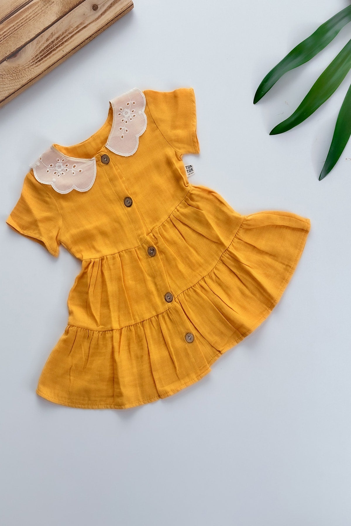 Baby Mädchen Mädchen Sommerkleid Kurzarm Spitzenkragen Babyanzug Babykleidung