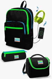 Kids Black Usb 3 Pcs School Bag Set Set0123817