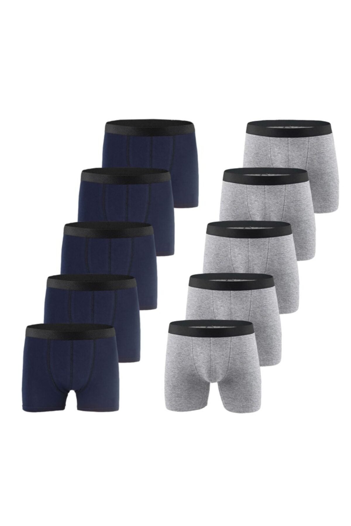 Men'S 10 Pack Premium Navy Blue-Grey Lycra Boxer