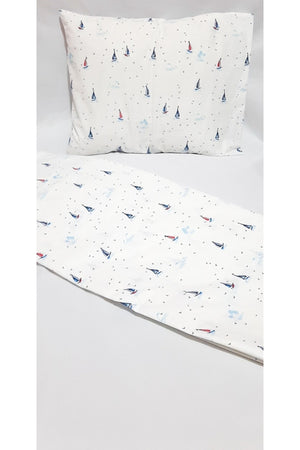 Park Crib Sailboat Pattern Baby Duvet Cover 80X120 Cm 35X45 Cm Pillowcase