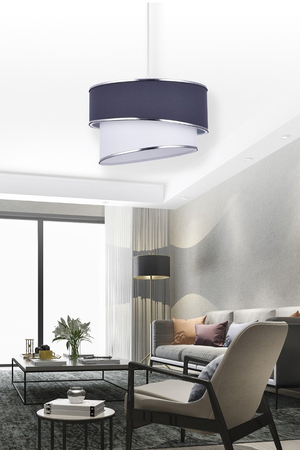 Stare Single Pendant Lamp Chandelier Anthracite