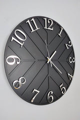 - Diagonal Lines - Black & Silver - 50cm Wall Clock - Swordslife