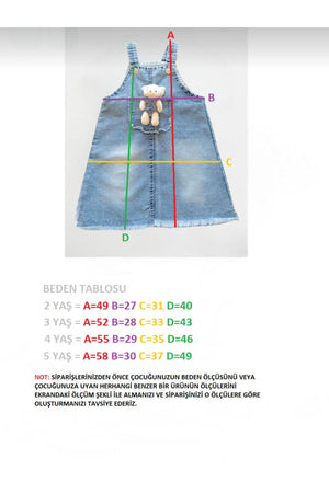 Girl Jean Dress Gilet With Teddy Bear