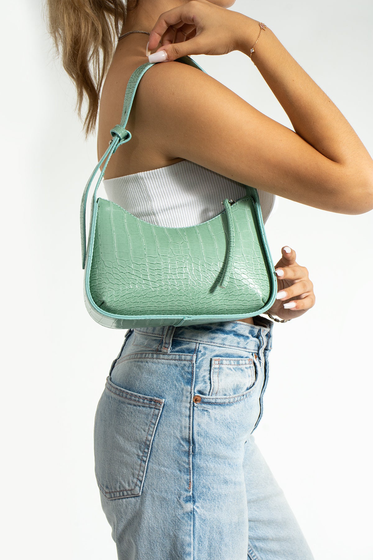 Women'S Crocodile Baguette Bag