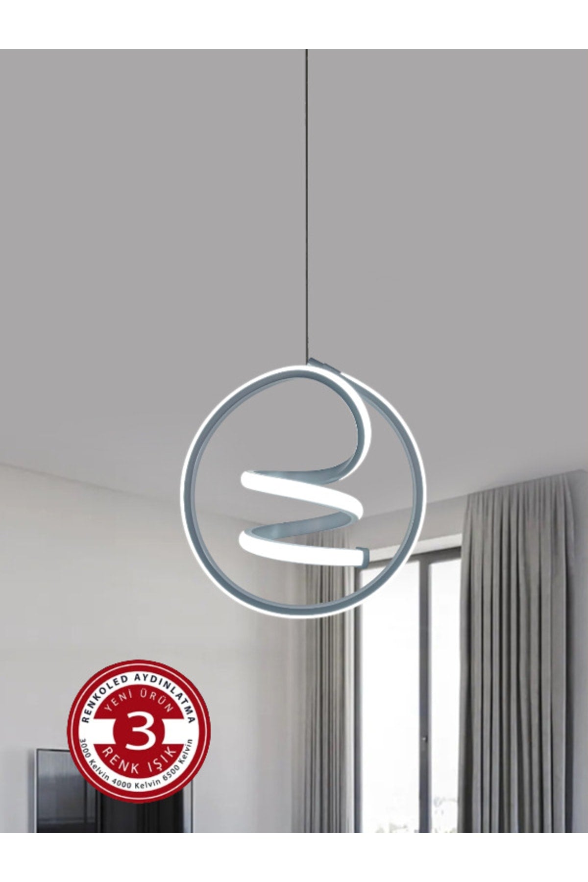 3 Color Modern Pendant Lamp Led Chandelier Silver Gray Case