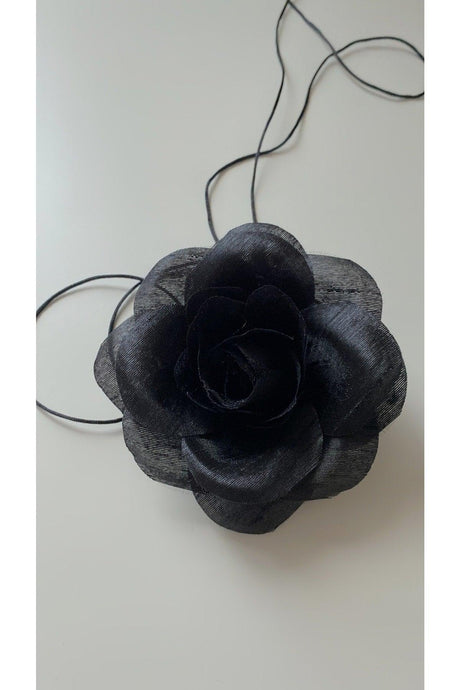 Lace-Up Fabric Flower Choker Necklace Rose Necklace - Swordslife