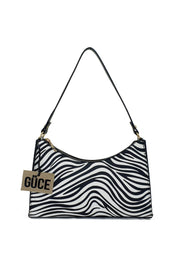 Schwarz-weiße kleine Baguette-Hand- und Schultertasche mit Zebramuster Gc0090Zebra