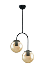 Janin Modern Living Room - Kitchen - Bedroom Pendant Lamp Black Body Honey Glass 2 Piece Chandelier