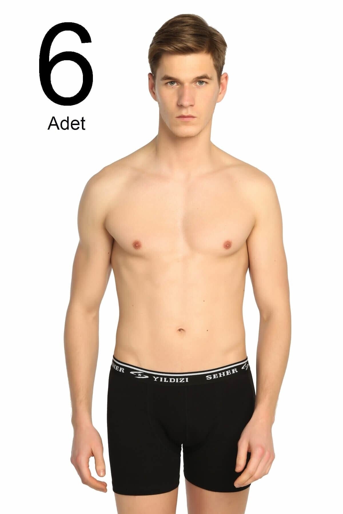 Schwarze Lycra-Boxershorts für Herren im 6er-Pack Elf568S0060Ccm6 0060