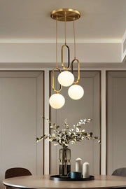 Kuzey Dreifach antik beschichteter stilvoller moderner weißer Glas-Wohnzimmer-Pendelleuchter