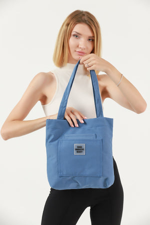 Indigo U22 3-Compartment Front 2 Pocket Detailed Canvas Fabric Daily Women'S Arm And Shoulder Bag B:35 E:35