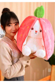 Valentine'S Special Gift Strawberry Rabbit 50Cm Special Design - Both Strawberry And Rabbit With Zippered Structure