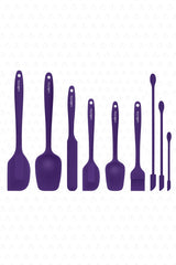 Drongo Jar Scraper Silicone Spatula Set 9 Pieces Purple