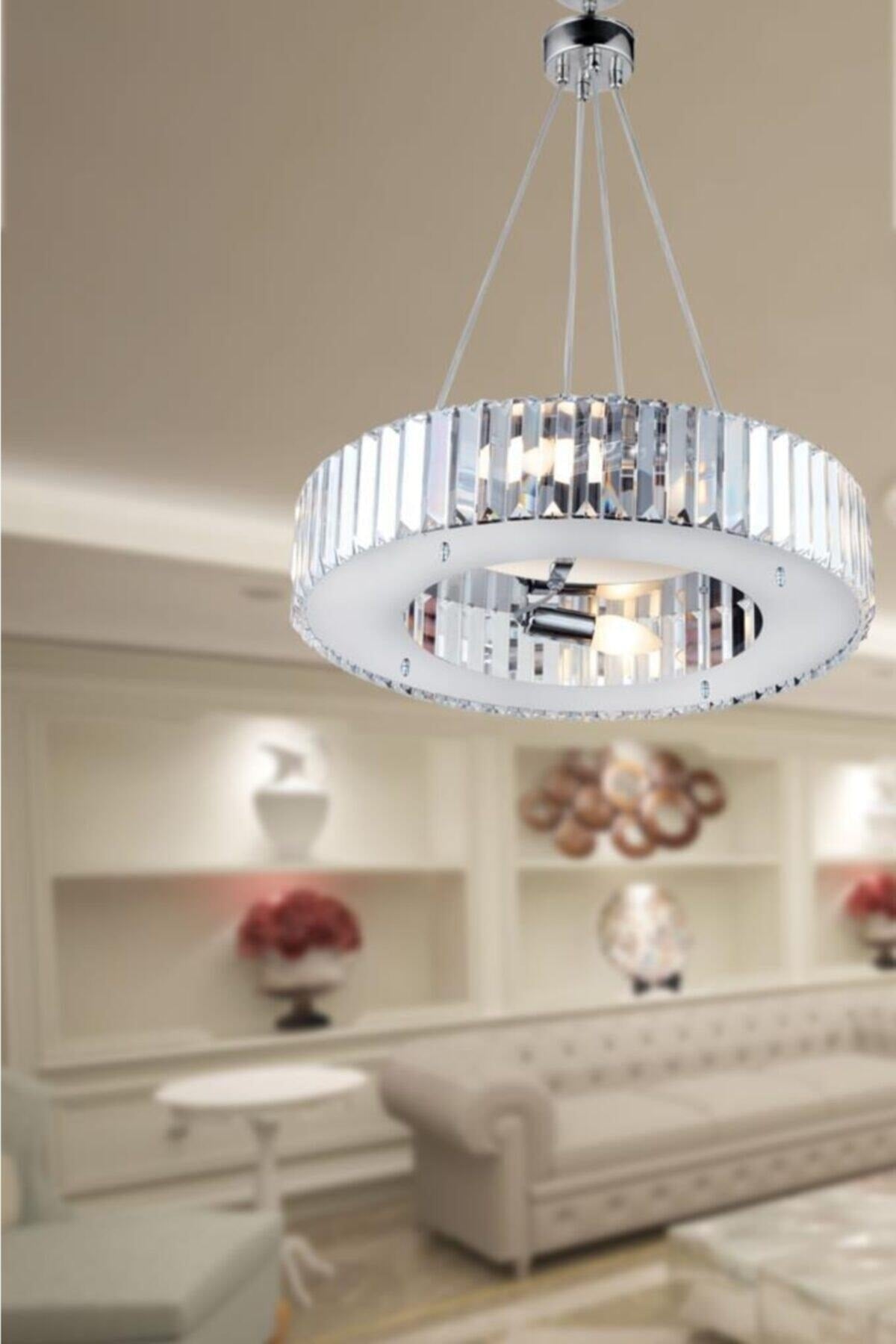 Luxus Diamant 37 cm Chrom Kronleuchter