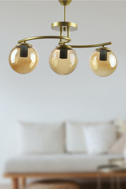 Linda Moderner antiker Farbton, geschlossenes Honigglas, Wohnzimmer, Küche, Schlafzimmer, 3-teiliger Kronleuchter