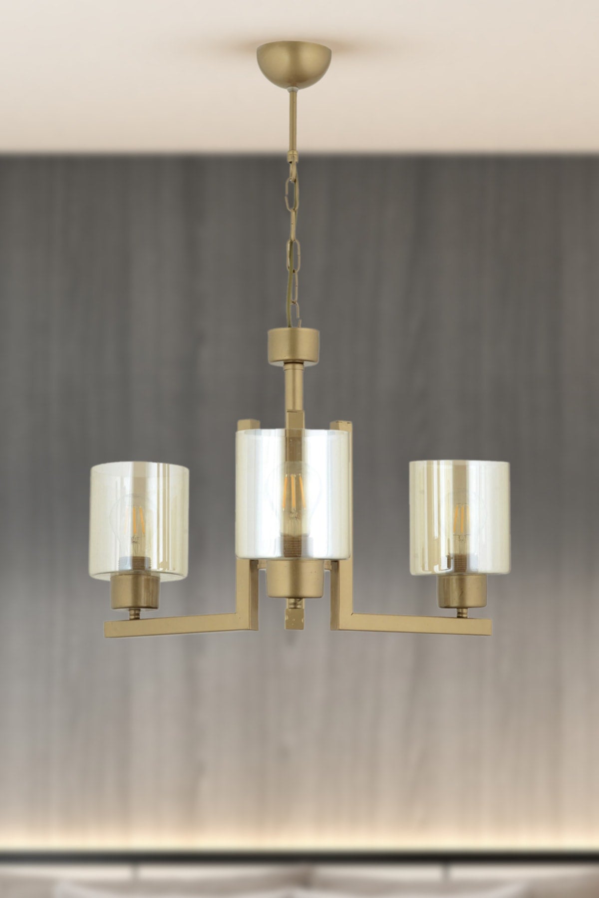 Tasse 3-Piece Antique Painted Chandelier with Honey Glass Modern Young Room Bedroom Living Room Chandelier