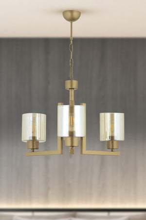 Tasse 3-Piece Antique Painted Chandelier With Honey Glass Modern Young Room Bedroom Living Room Chandelier