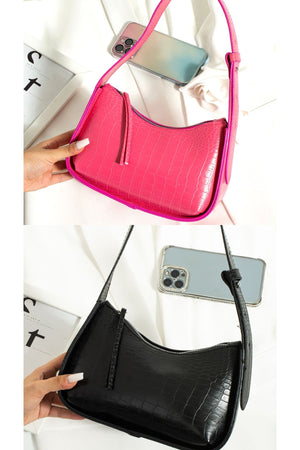 Women'S 2-Pack Crocodile Patterned Baguette Bag Stylish Daily Use Hand Bag