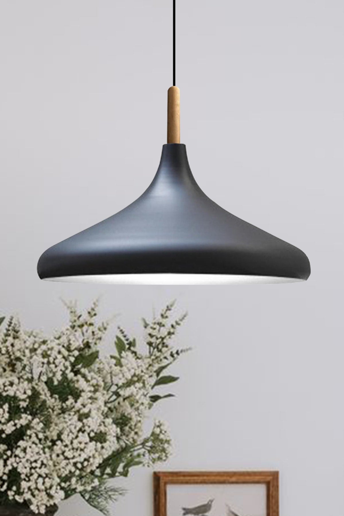 Black Interior Color White Champion Wood Single Chandelier Pendant Lamp Living Room Kitchen Lamp Lighting Chandeliers