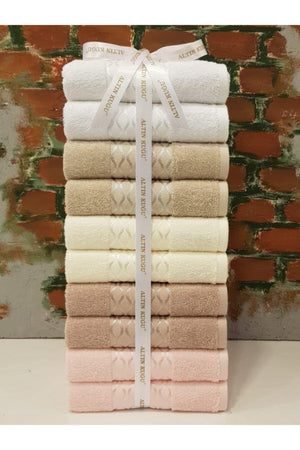 Elissa Towel 10 Pieces - Pink Beige Cream Stone White - Swordslife