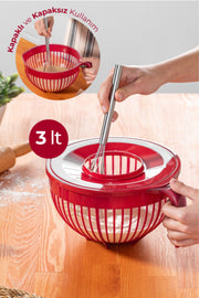 Linea Mixer Bowl With Lid 3 Liter Red