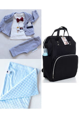 Functional Mother Baby Care Backpack, 100% Cotton Hospital Outlet And Chickpea Blanket Set