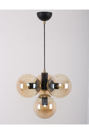 Hector 4-Piece Black Antique Honey Glass Chandelier