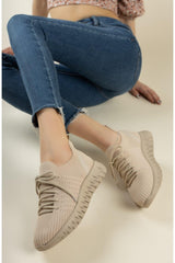 Women's Cream Knitwear Sneaker - Swordslife