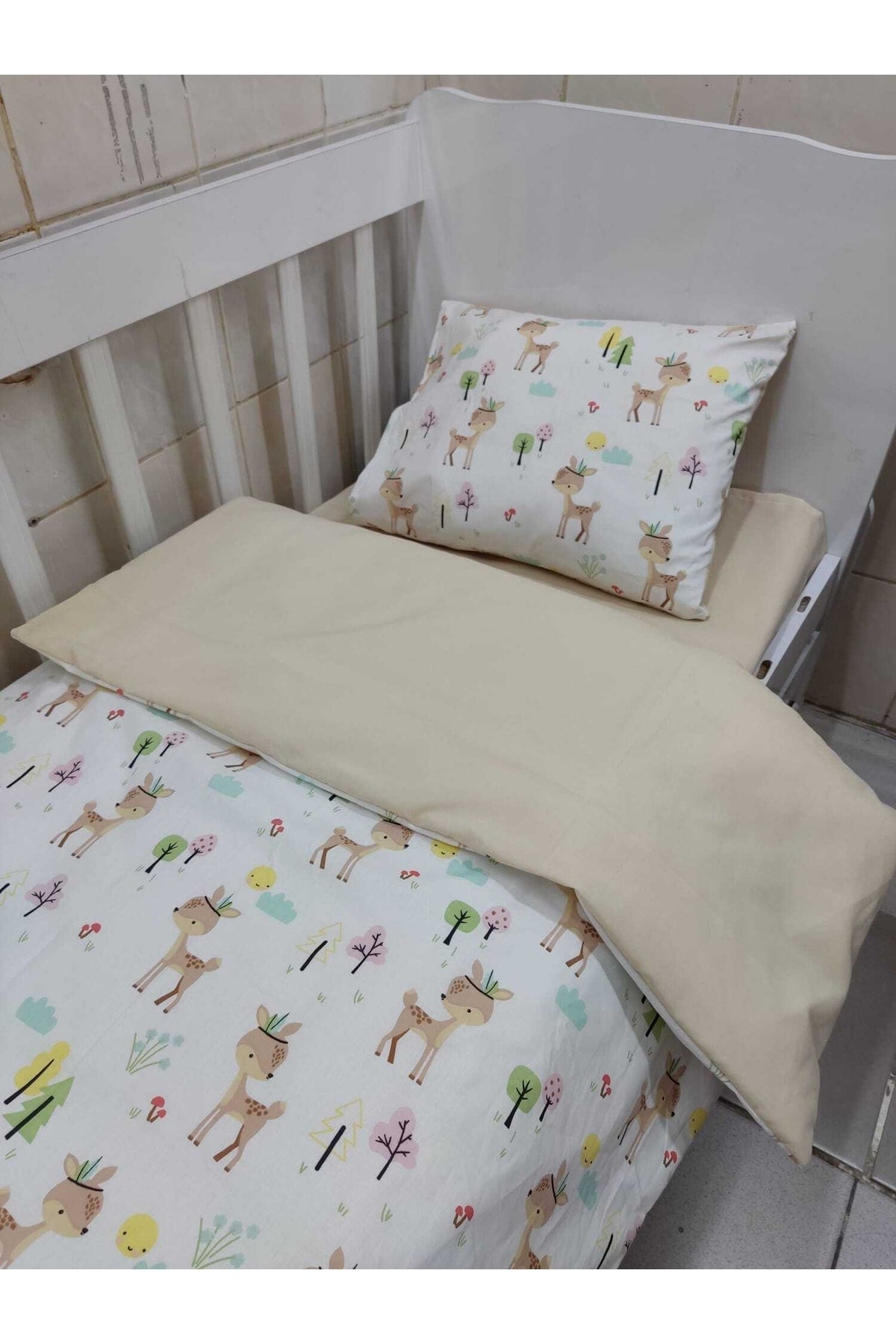Cotton Baby Kids Duvet Cover Set 60X120 For Crib Roe Brown
