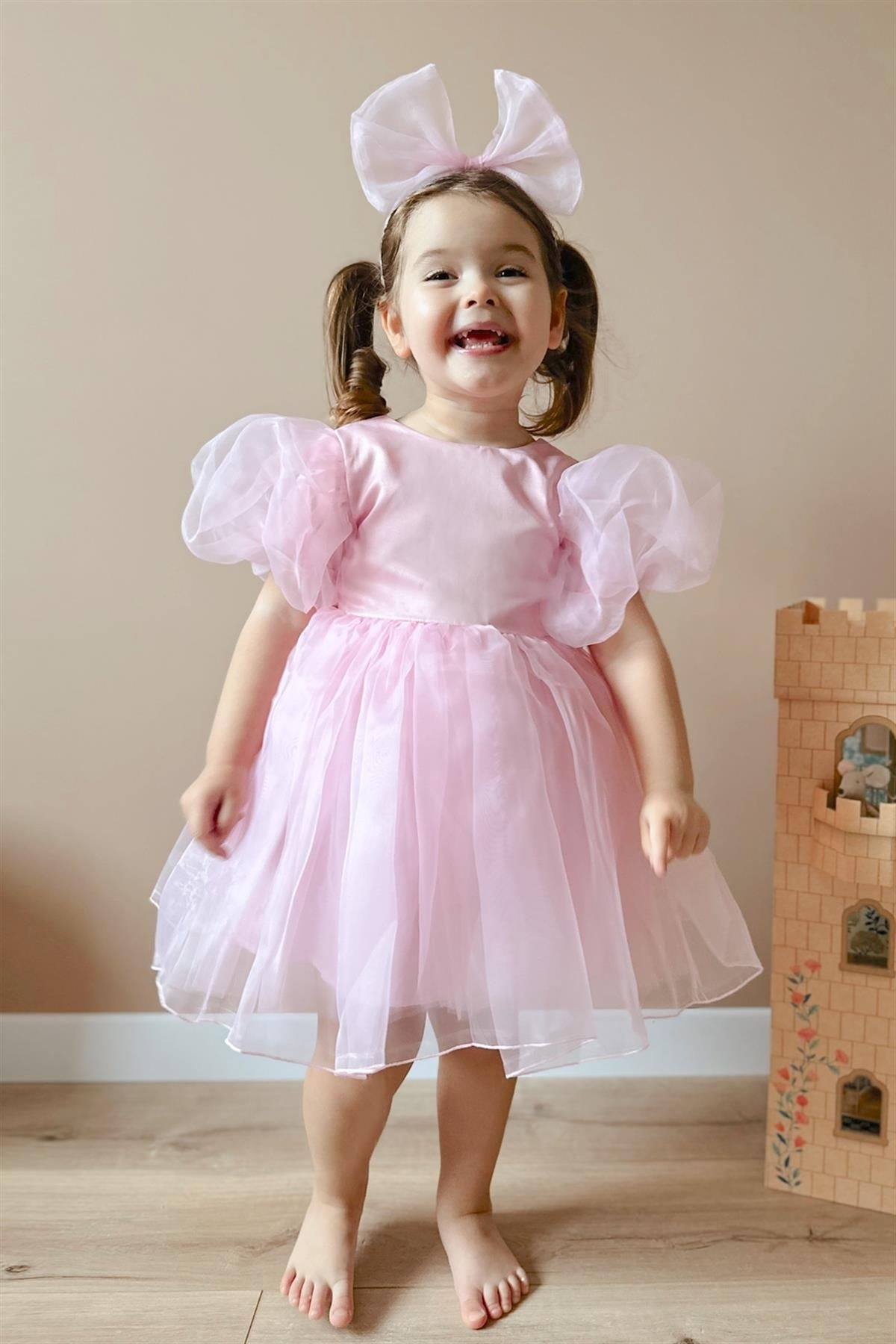 Pink Crown Organza Girl's Party Dress - Carlene
