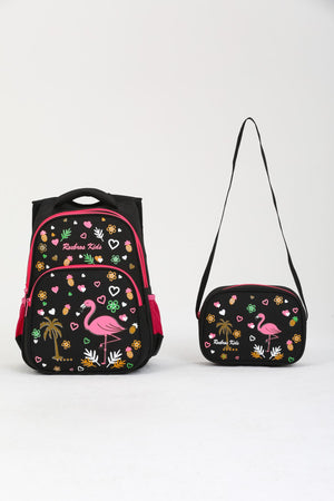 Black Flamingo Primary School Bag + Lunch Box Girls