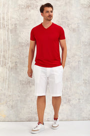 Gimaldo Men'S V-Neck T-Shirt - Red