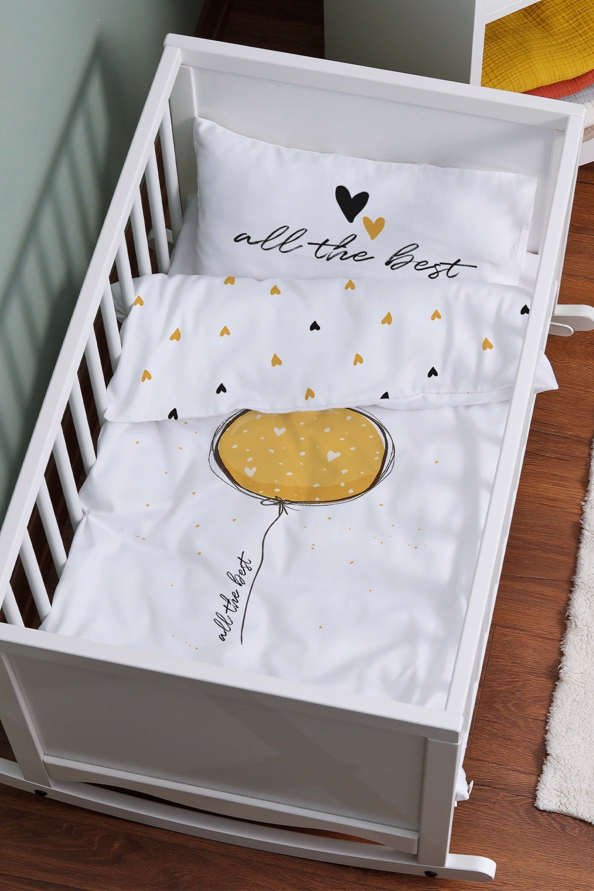 Mother'S Side Crib Duvet Cover Set (60X100) - Vibe Series - Huge Yellow Balloon