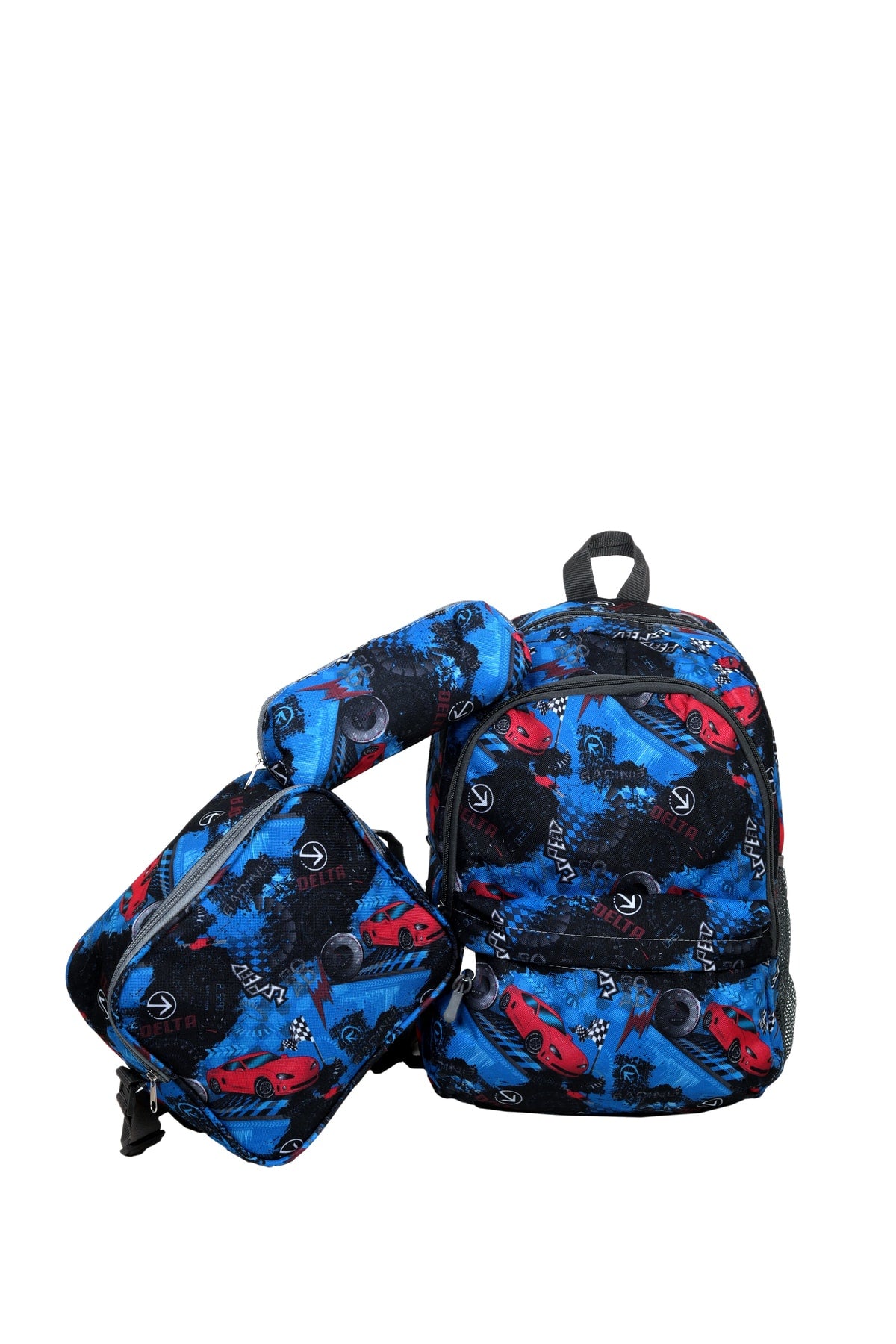Car Patterned 3 Piece Primary School Bag