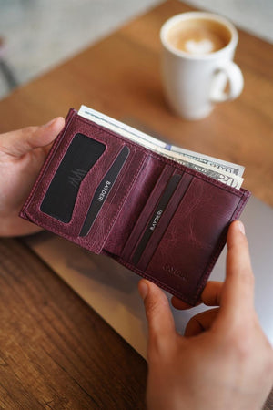 Lisande Echtes Leder Kibar Herren Geldbörse Crazy Claret Red