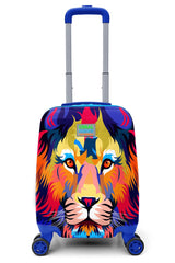 Kids Blue Sax Lion Patterned Child Suitcase 16732