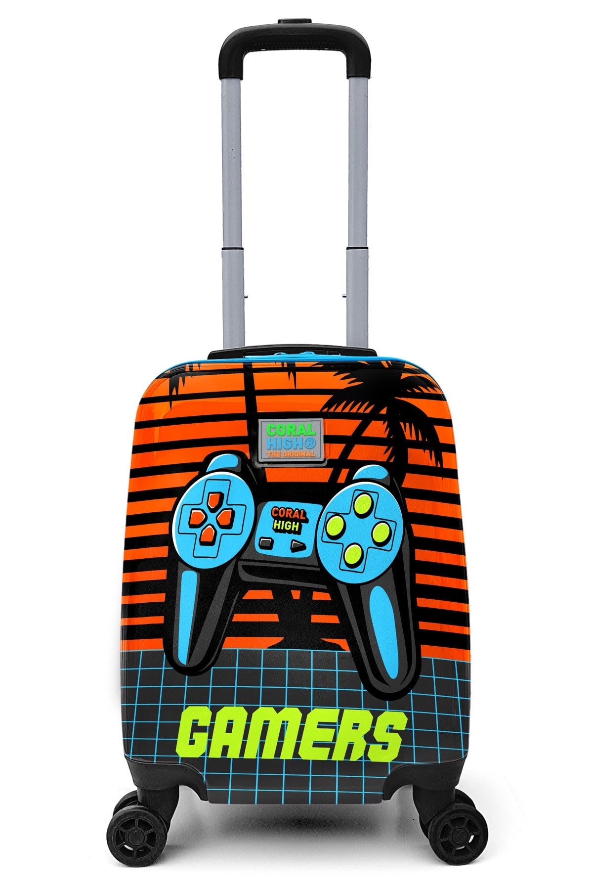 Kids Gray Orange Gamers Patterned Kid'S Suitcase 16737