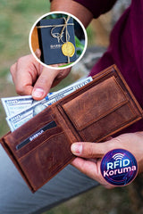 Jackson Genuine Leather Rfid Blocker Coin Hole Taba Wallet